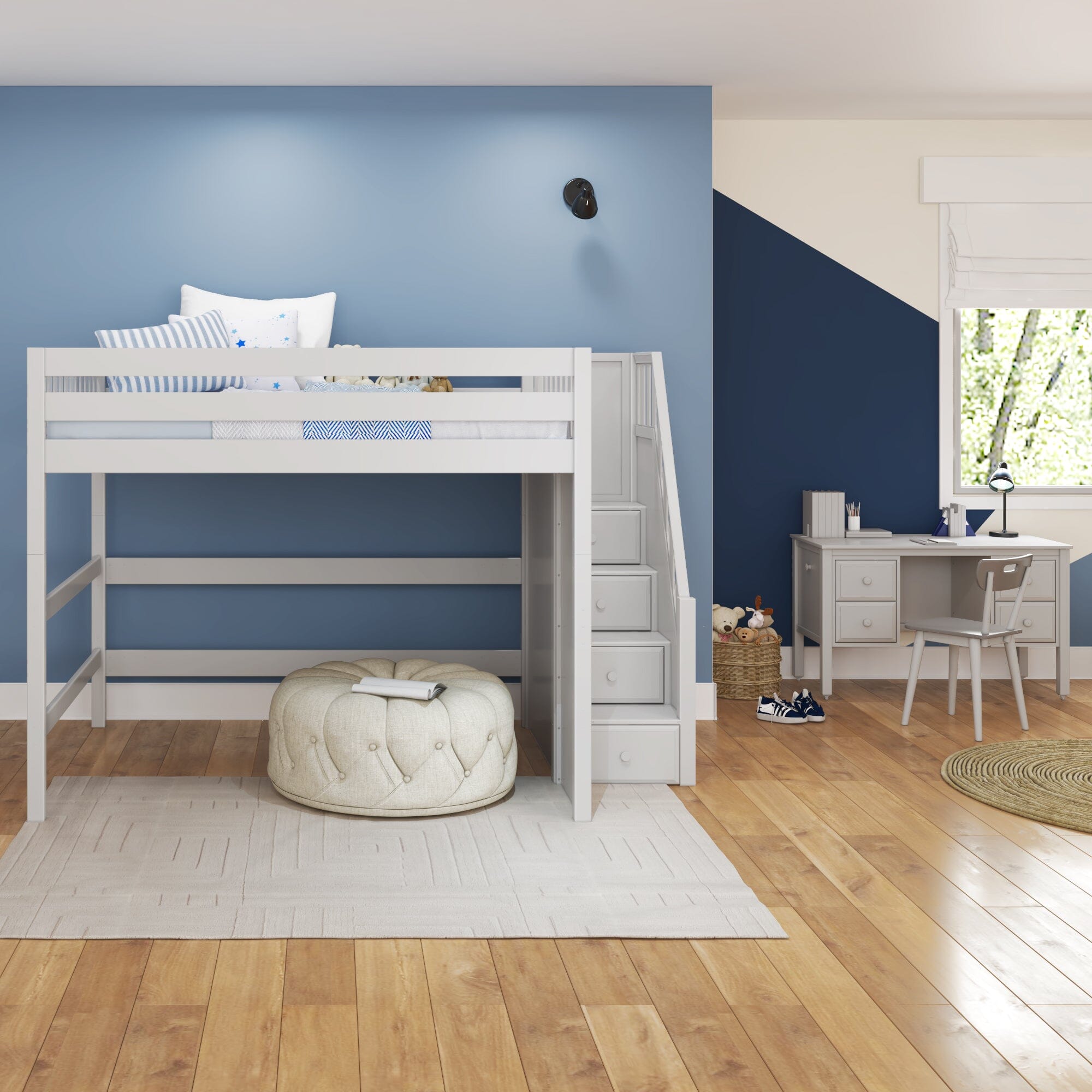 Eberhardt full size on sale stairway loft bed