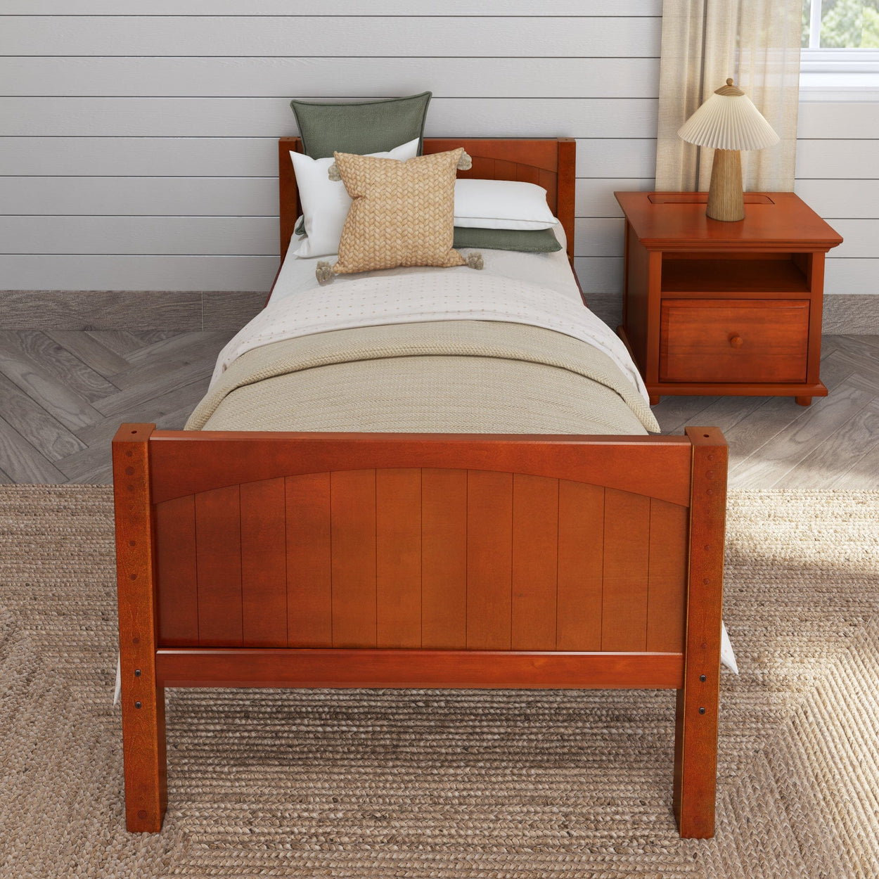 1000 CP : Kids Beds Twin Basic Bed - Low, Panel, Chestnut