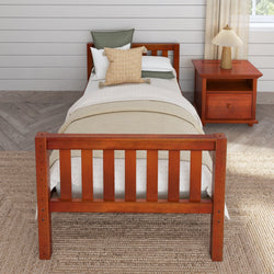 1000 CS : Kids Beds Twin Basic Bed - Low, Slat, Chestnut