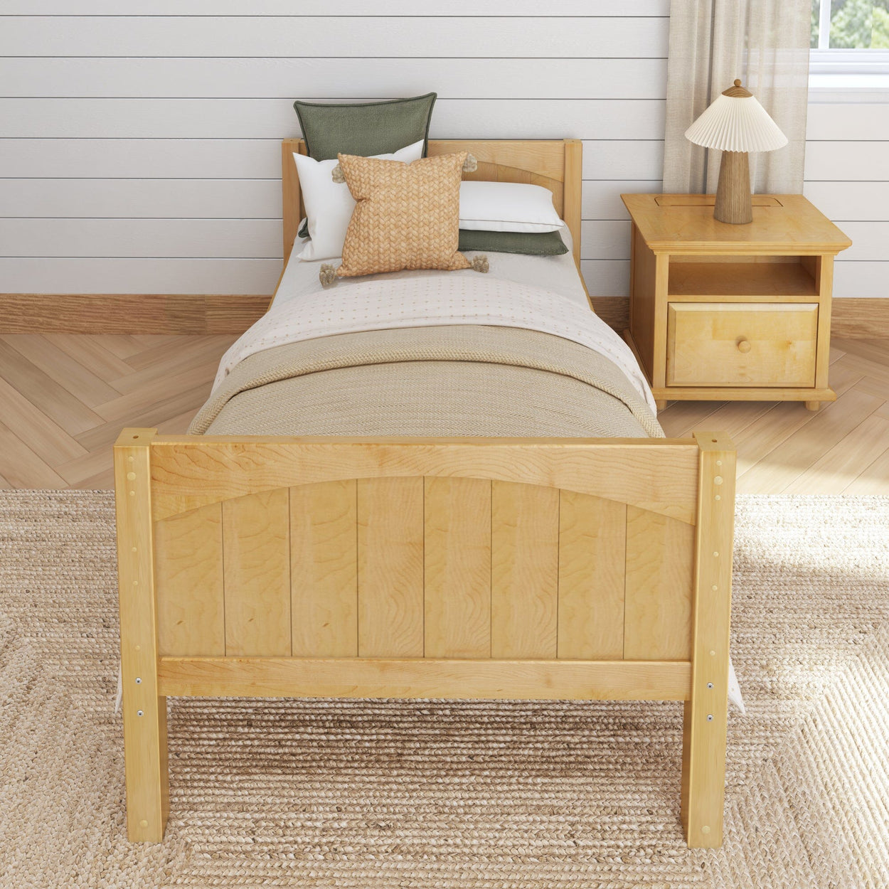 1000 NP : Starter Bed Twin Basic Bed - Low, Panel, Natural