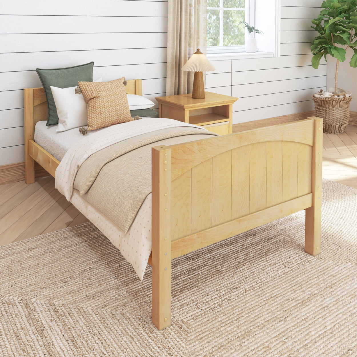 1000 NP : Starter Bed Twin Basic Bed - Low, Panel, Natural