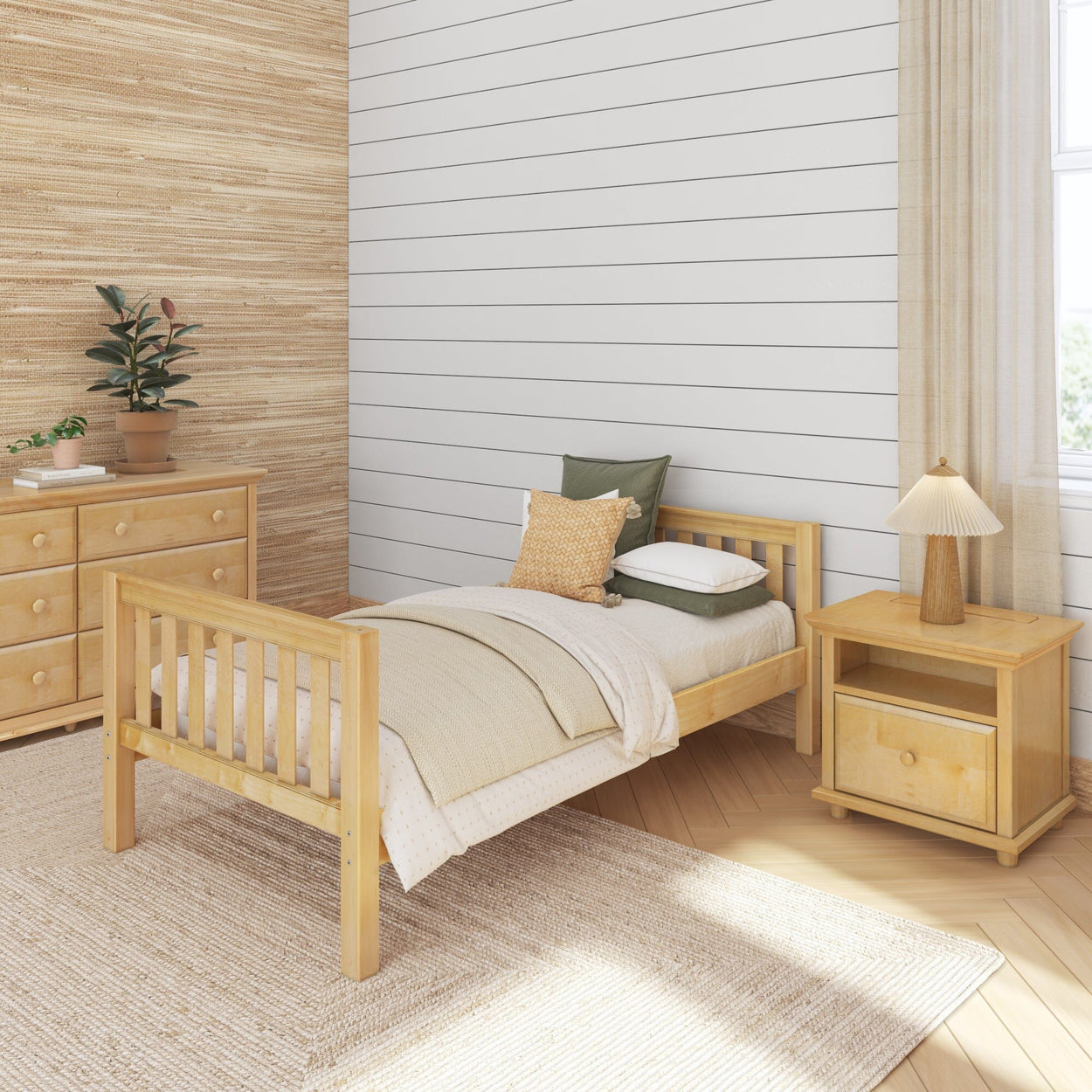 1000 NS : Starter Bed Twin Basic Bed - Low, Slat, Natural