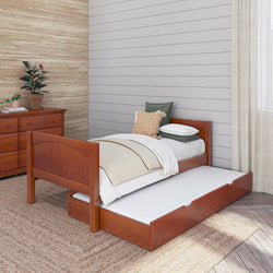 1000 TR CP : Kids Beds Twin Basic Bed with Trundle - Low, Panel, Chestnut