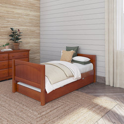 1000 TR CP : Kids Beds Twin Basic Bed with Trundle - Low, Panel, Chestnut