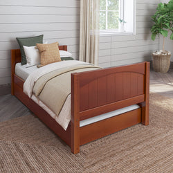 1000 TR CP : Kids Beds Twin Basic Bed with Trundle - Low, Panel, Chestnut