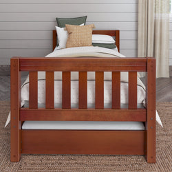 1000 TR CS : Kids Beds Twin Basic Bed with Trundle - Low, Slat, Chestnut