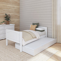 1000 TR WP : Kids Beds Twin Basic Bed with Trundle - Low, Panel, White