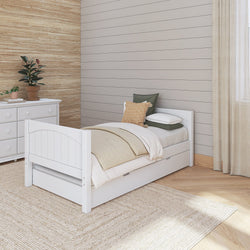 1000 TR WP : Kids Beds Twin Basic Bed with Trundle - Low, Panel, White