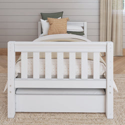 1000 TR WS : Kids Beds Twin Basic Bed with Trundle - Low, Slat, White