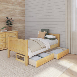 1000 UU NP : Kids Beds Twin Basic Bed with Underbed Dresser - Low, Panel, Natural