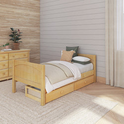 1000 UU NP : Kids Beds Twin Basic Bed with Underbed Dresser - Low, Panel, Natural