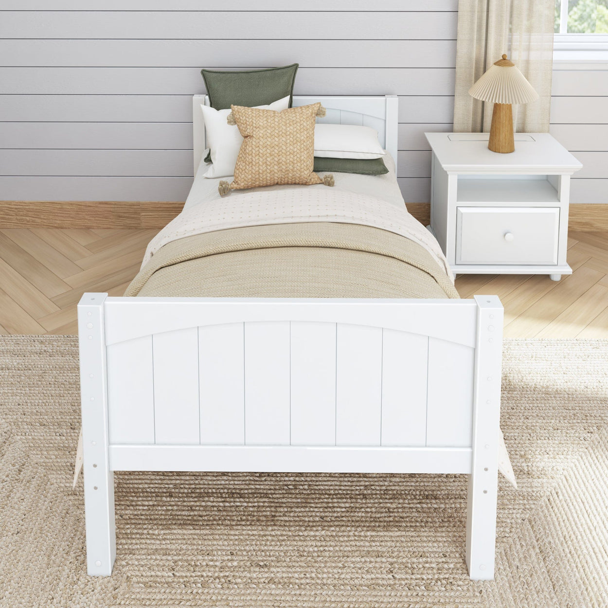 1000 WP : Starter Bed Twin Basic Bed - Low, Panel, White