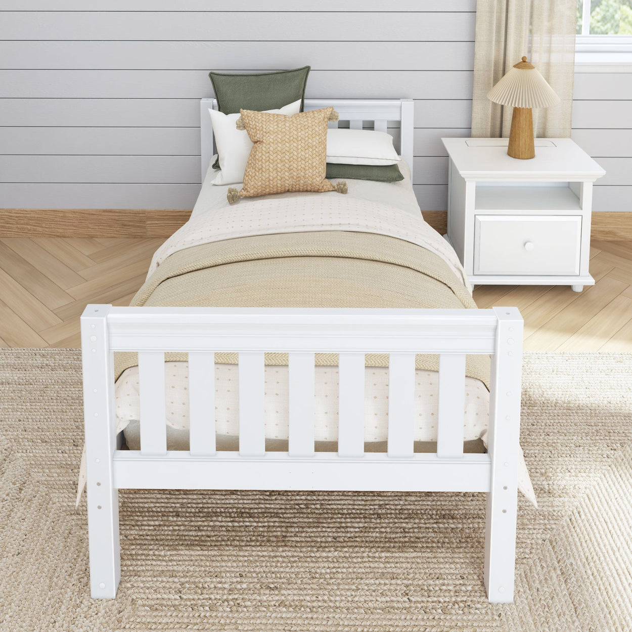 1000 WS : Starter Bed Twin Basic Bed - Low, Slat, White