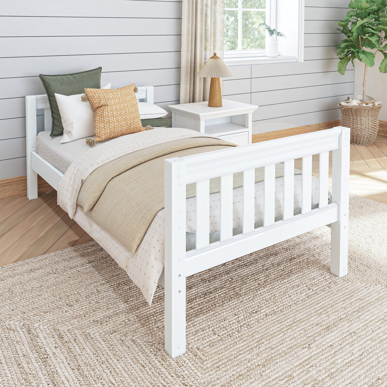 1000 WS : Kids Beds Twin Basic Bed - Low, Slat, White