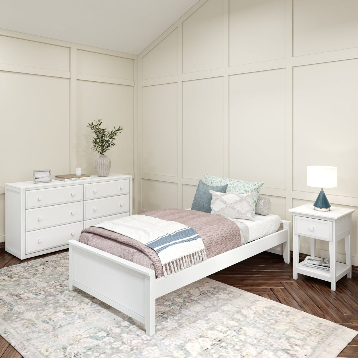 1075 W : Kids Beds Twin Platform Bed, White