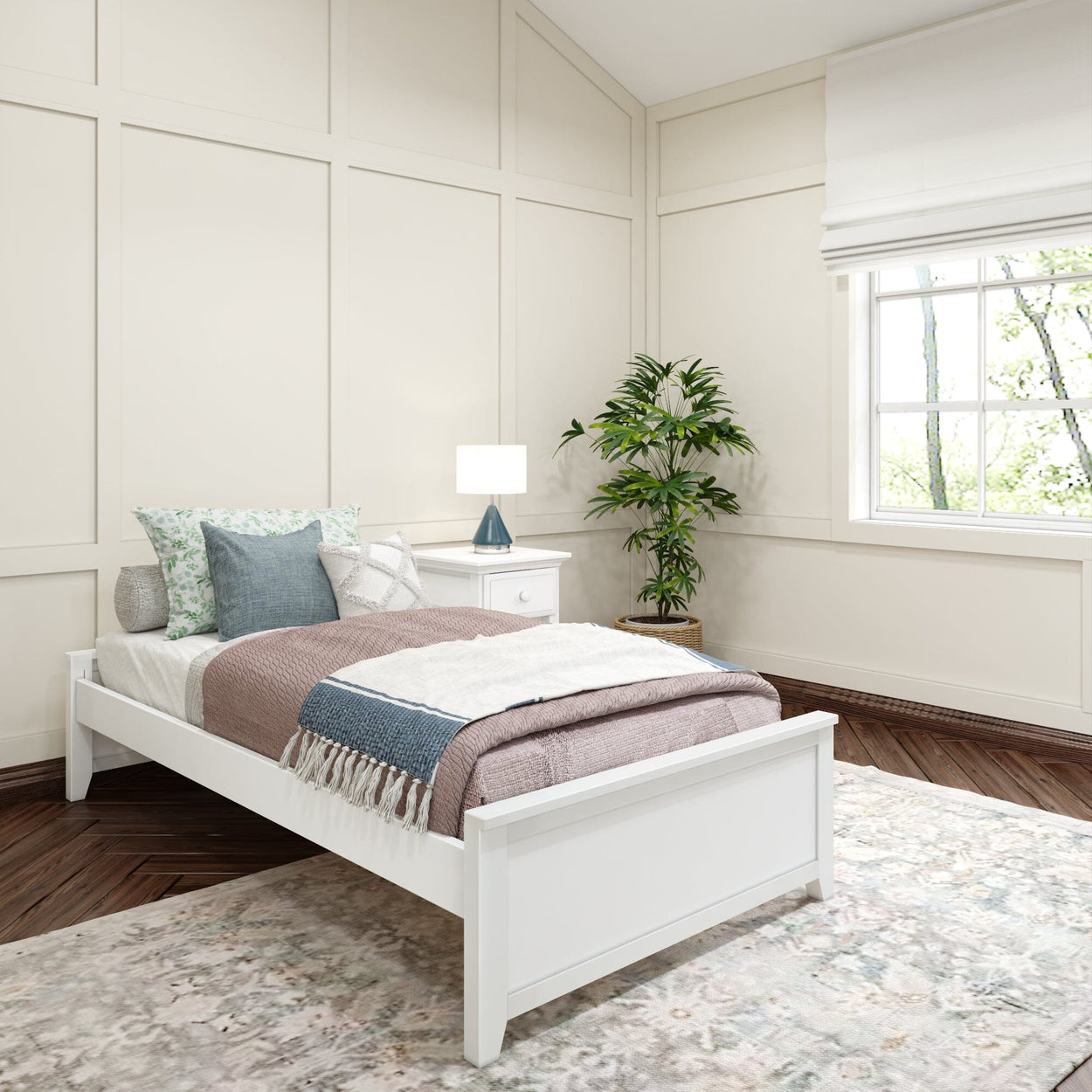 1075 W : Starter Bed Twin Platform Bed, White