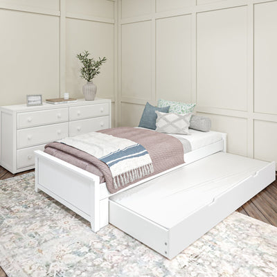 1075 XL TR W : Starter Bed Twin XL Platform Bed with Trundle, White