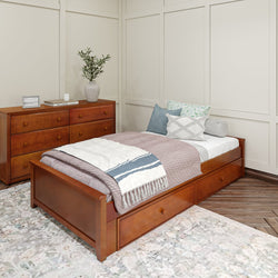 1075 XL UU C : Starter Bed Twin XL Platform Bed with Underbed Dresser, Chestnut