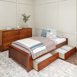 1075 XL UU C : Starter Bed Twin XL Platform Bed with Underbed Dresser, Chestnut