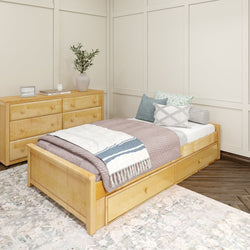 1075 XL UU N : Starter Bed Twin XL Platform Bed with Underbed Dresser, Natural