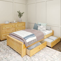 1075 XL UU N : Starter Bed Twin XL Platform Bed with Underbed Dresser, Natural