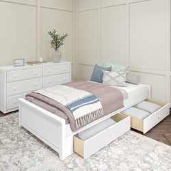 1075 XL UU W : Kids Beds Twin XL Platform Bed with Underbed Dresser, White