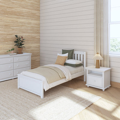 1160 WS : Starter Bed Twin Traditional Bed, Slat, White