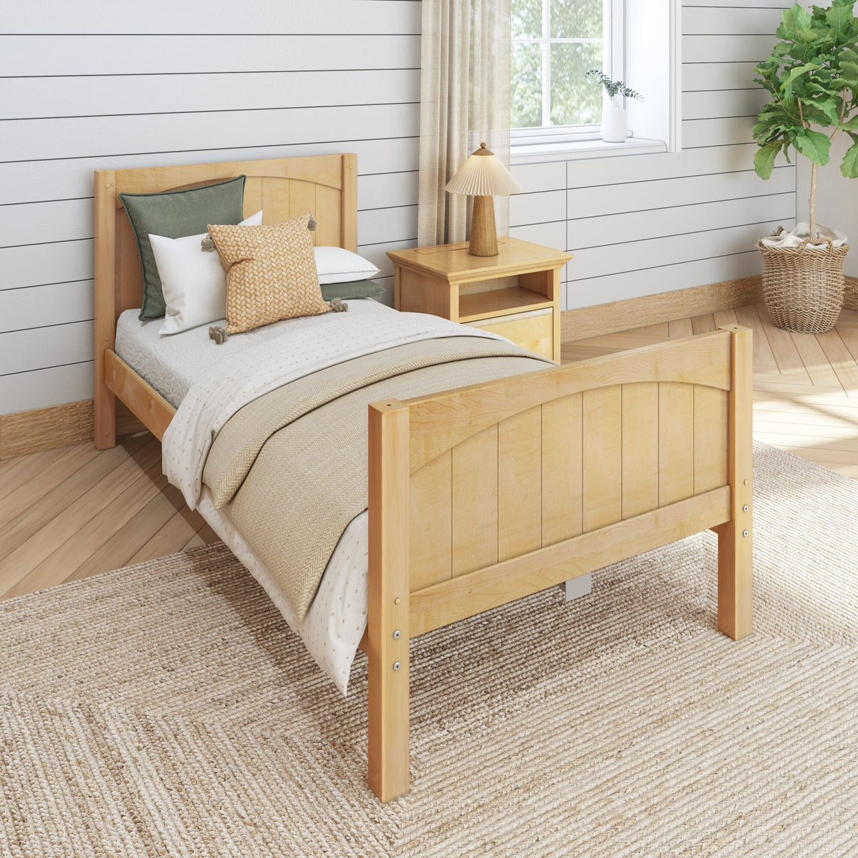 1180 XL NP : Starter Bed Twin XL Traditional Bed with Low Bed End, Panel, Natural