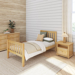 1180 XL NS : Starter Bed Twin XL Traditional Bed with Low Bed End, Slat, Natural