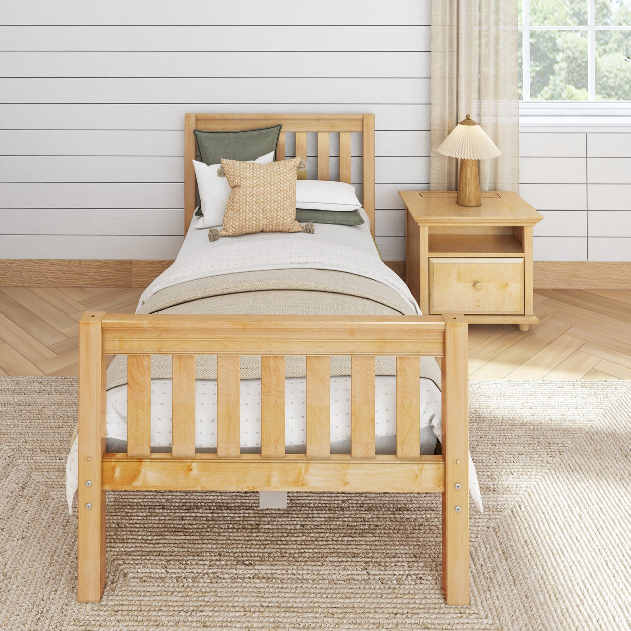 1180 XL NS : Starter Bed Twin XL Traditional Bed with Low Bed End, Slat, Natural