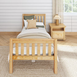 1180 XL NS : Kids Beds Twin XL Traditional Bed with Low Bed End, Slat, Natural