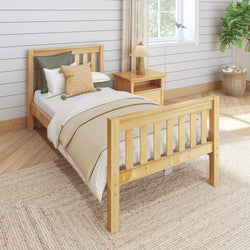 1180 XL NS : Starter Bed Twin XL Traditional Bed with Low Bed End, Slat, Natural