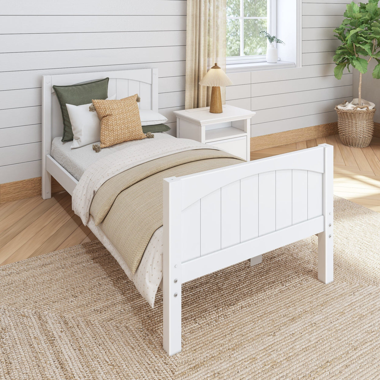 1180 XL WP : Starter Bed Twin XL Traditional Bed with Low Bed End, Panel, White