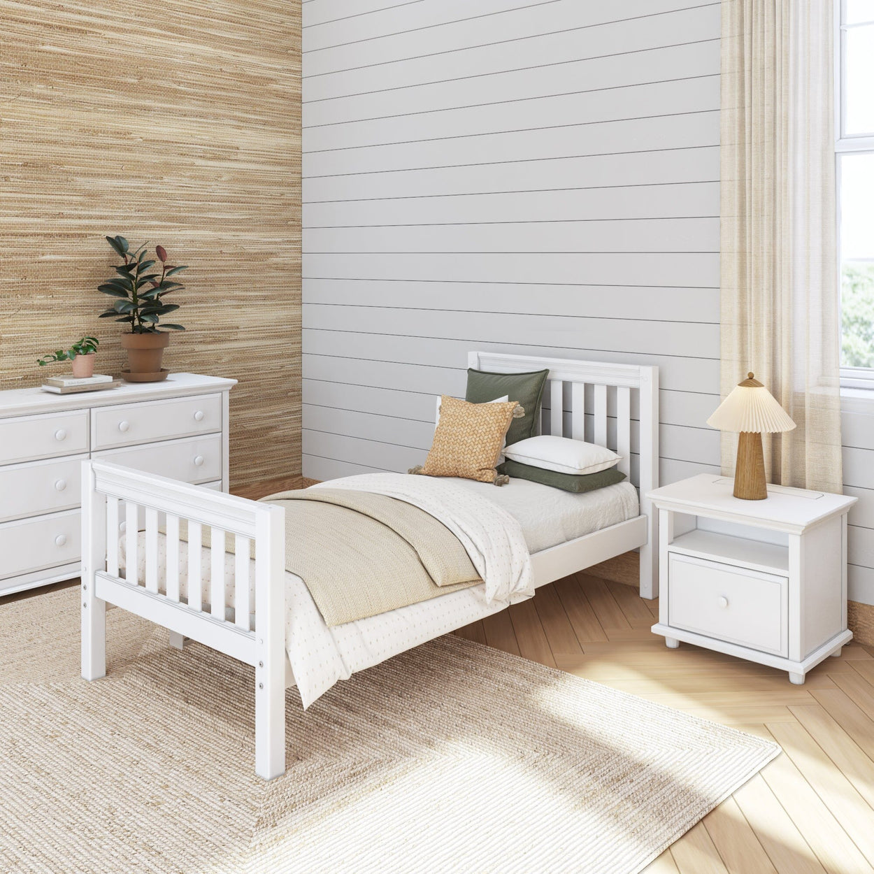 1180 XL WS : Starter Bed Twin XL Traditional Bed with Low Bed End, Slat, White