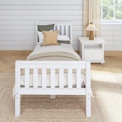 1180 XL WS : Starter Bed Twin XL Traditional Bed with Low Bed End, Slat, White