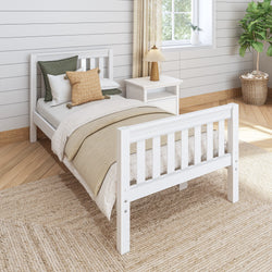 1180 XL WS : Starter Bed Twin XL Traditional Bed with Low Bed End, Slat, White