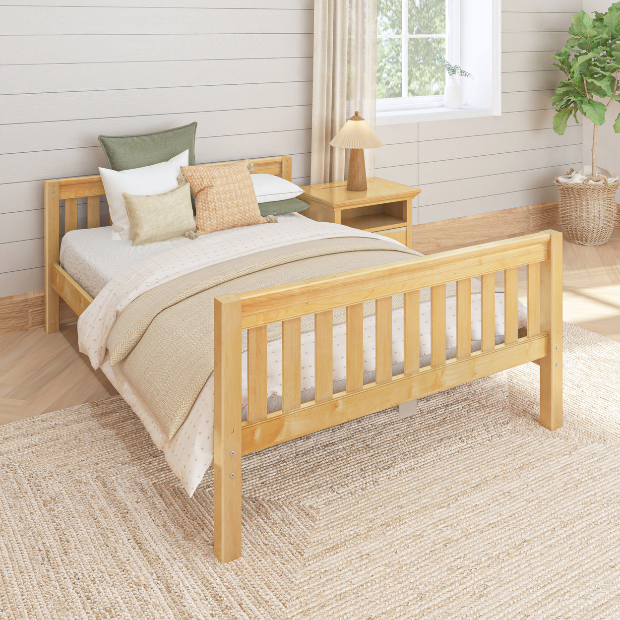 2000 XL NS : Kids Beds Full XL Basic Bed - Low, Slat, Natural