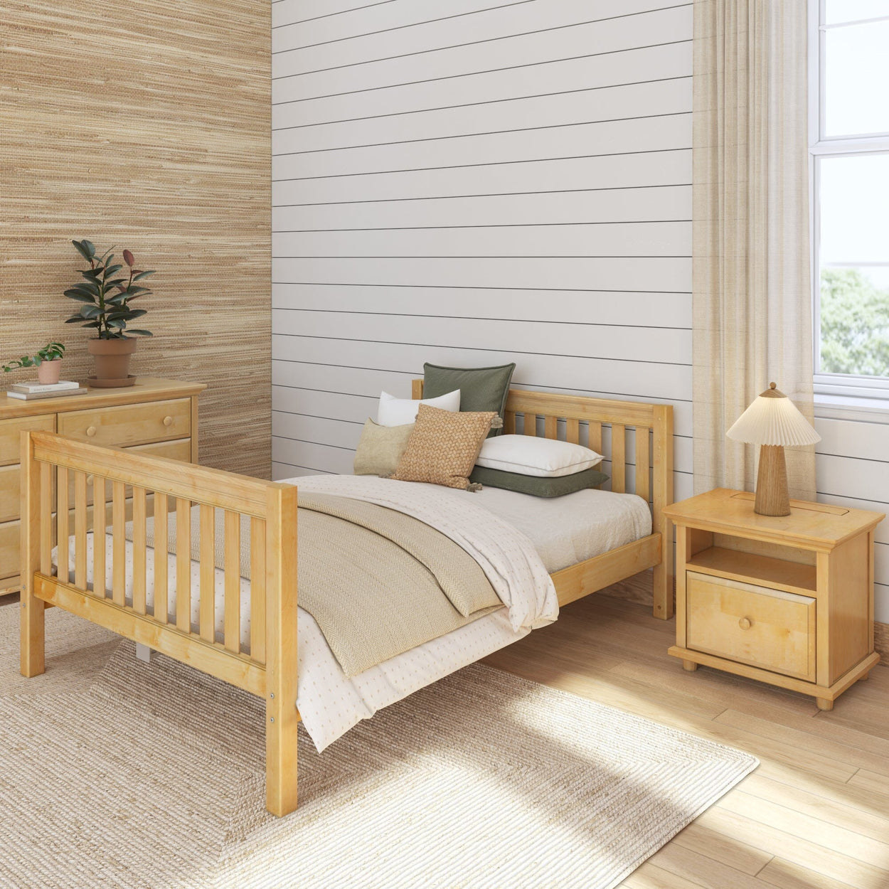 2040 XL NP : Kids Beds Full XL Basic Bed - Medium, Panel, Natural