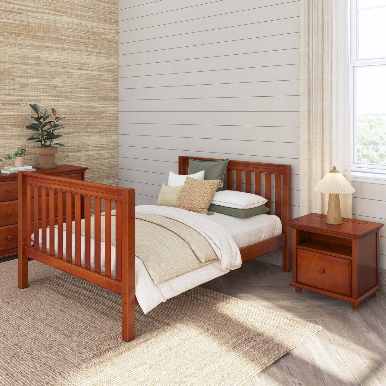 2060 CS : Kids Beds Full Basic Bed - High, Slat, Chestnut