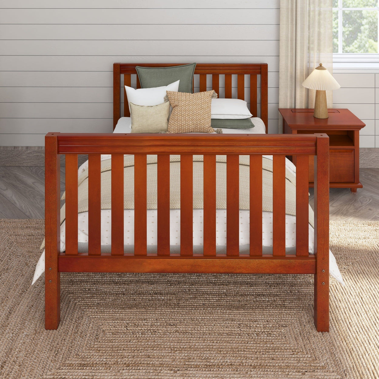 2060 CS : Kids Beds Full Basic Bed - High, Slat, Chestnut