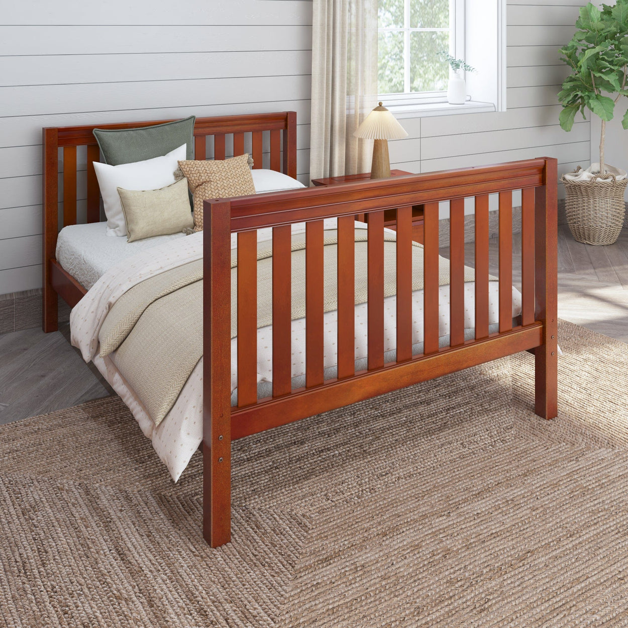 2060 CS : Kids Beds Full Basic Bed - High, Slat, Chestnut