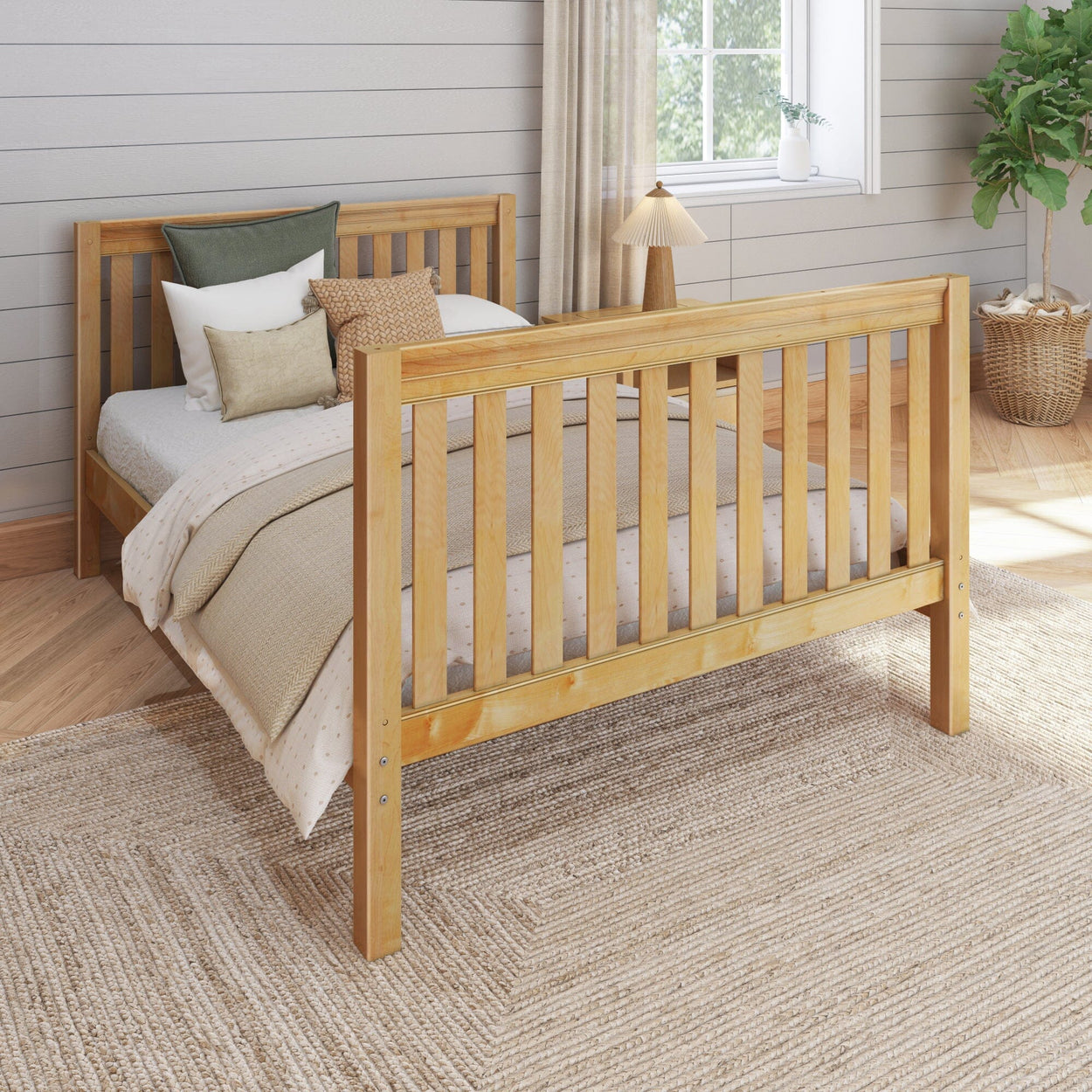 2060 NS : Kids Beds Full Basic Bed - High, Slat, Natural