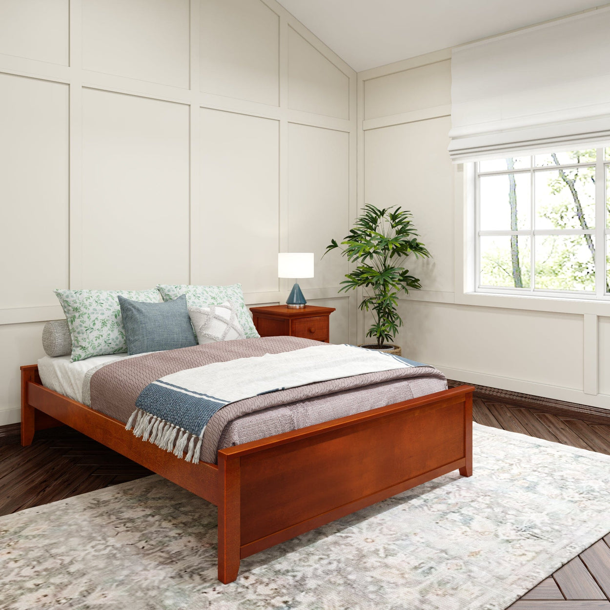 2075 C : Starter Bed Full Platform Bed, Chestnut