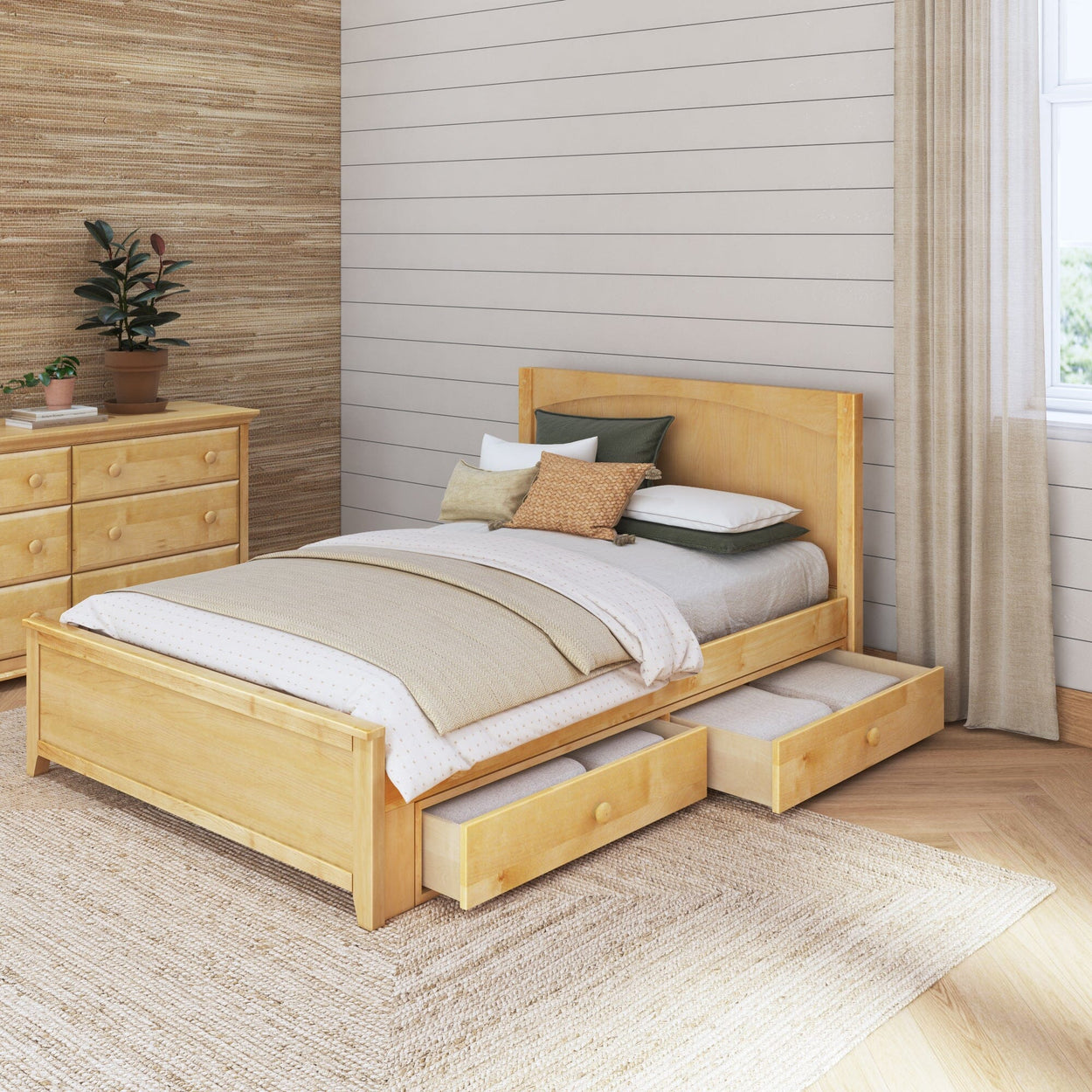 2160 XL UU NP : Kids Beds Full XL Traditional Bed with Underbed Dresser, Panel, Natural