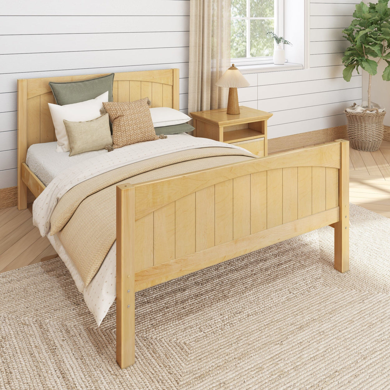 2180 NP : Starter Bed Full Traditional Bed with Low Bed End, Panel, Natural