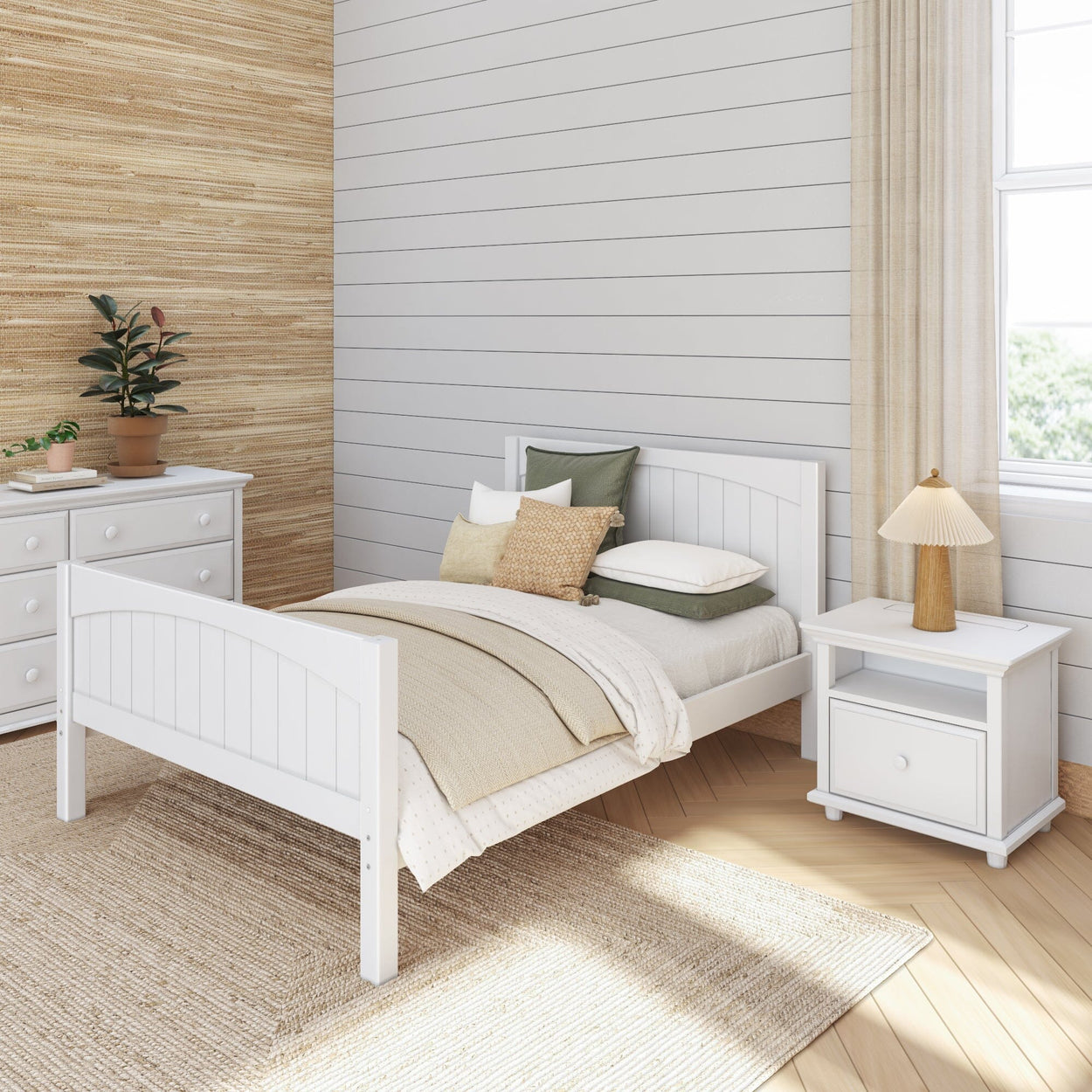 2180 WP : Starter Bed Full Traditional Bed with Low Bed End, Panel, White