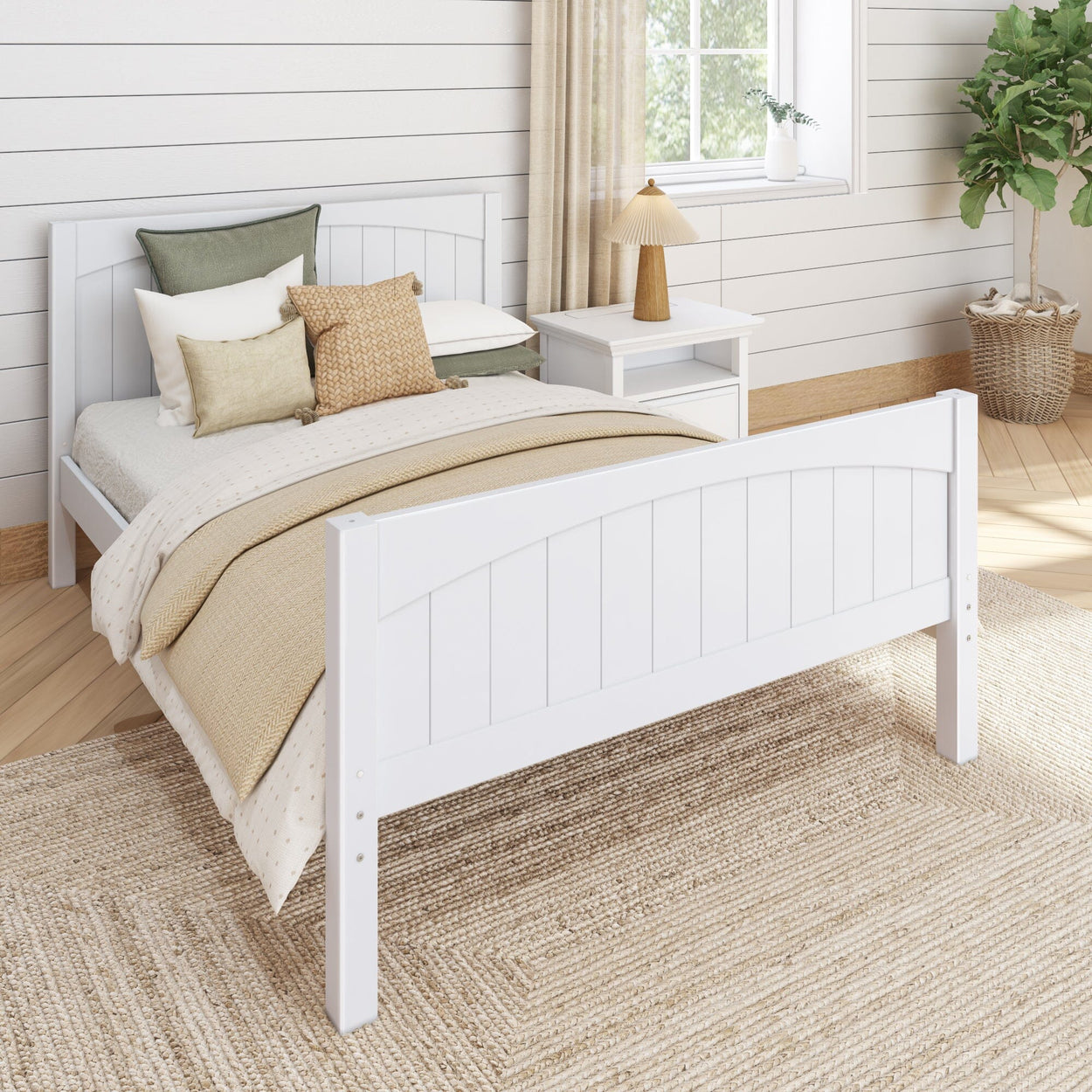 2180 WP : Starter Bed Full Traditional Bed with Low Bed End, Panel, White