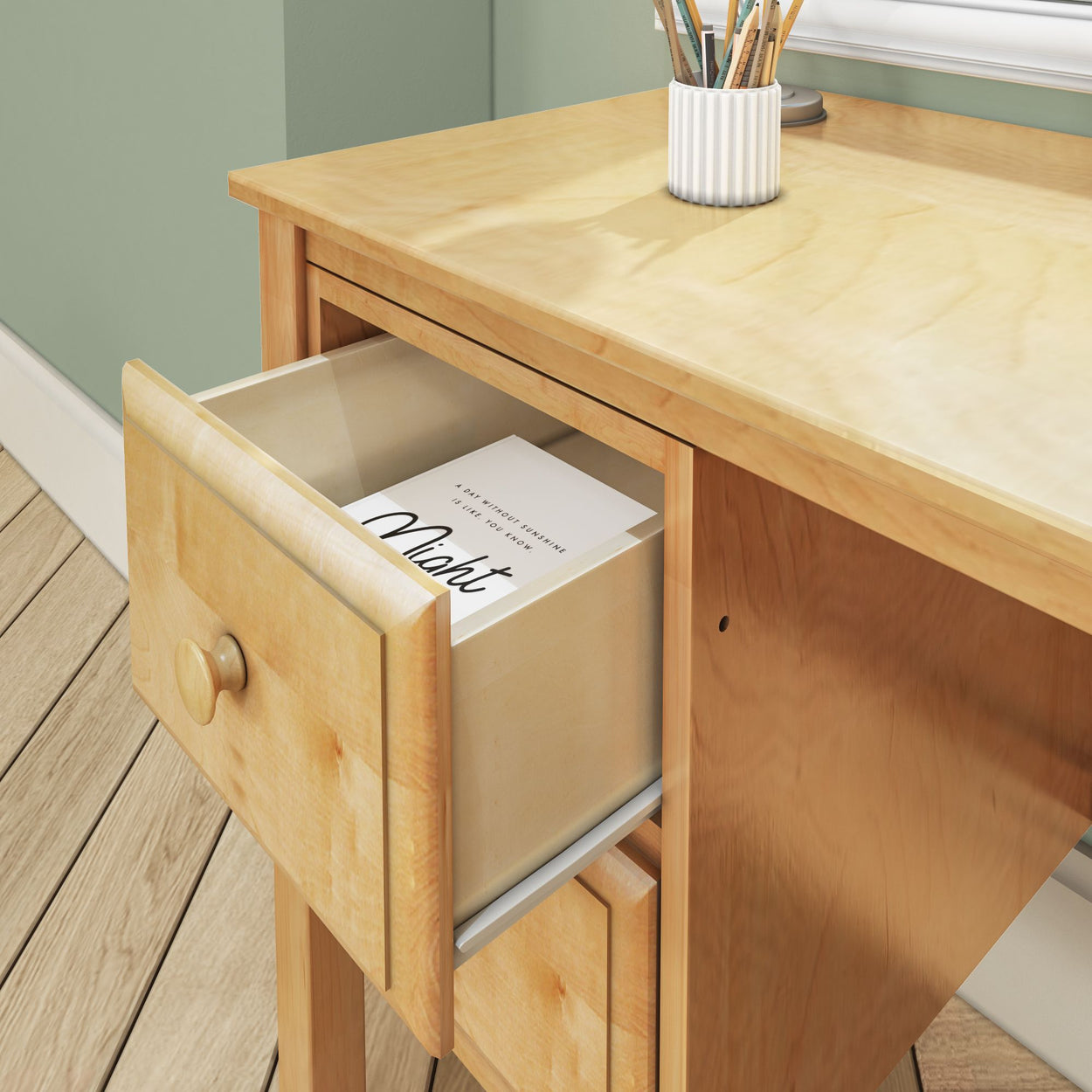 2445-001 : Desk Small 2 Drawer Desk, Natural