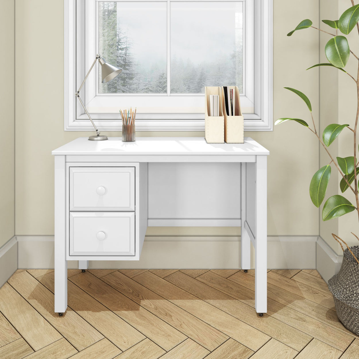 2445-002 : Desk Small 2 Drawer Desk, White