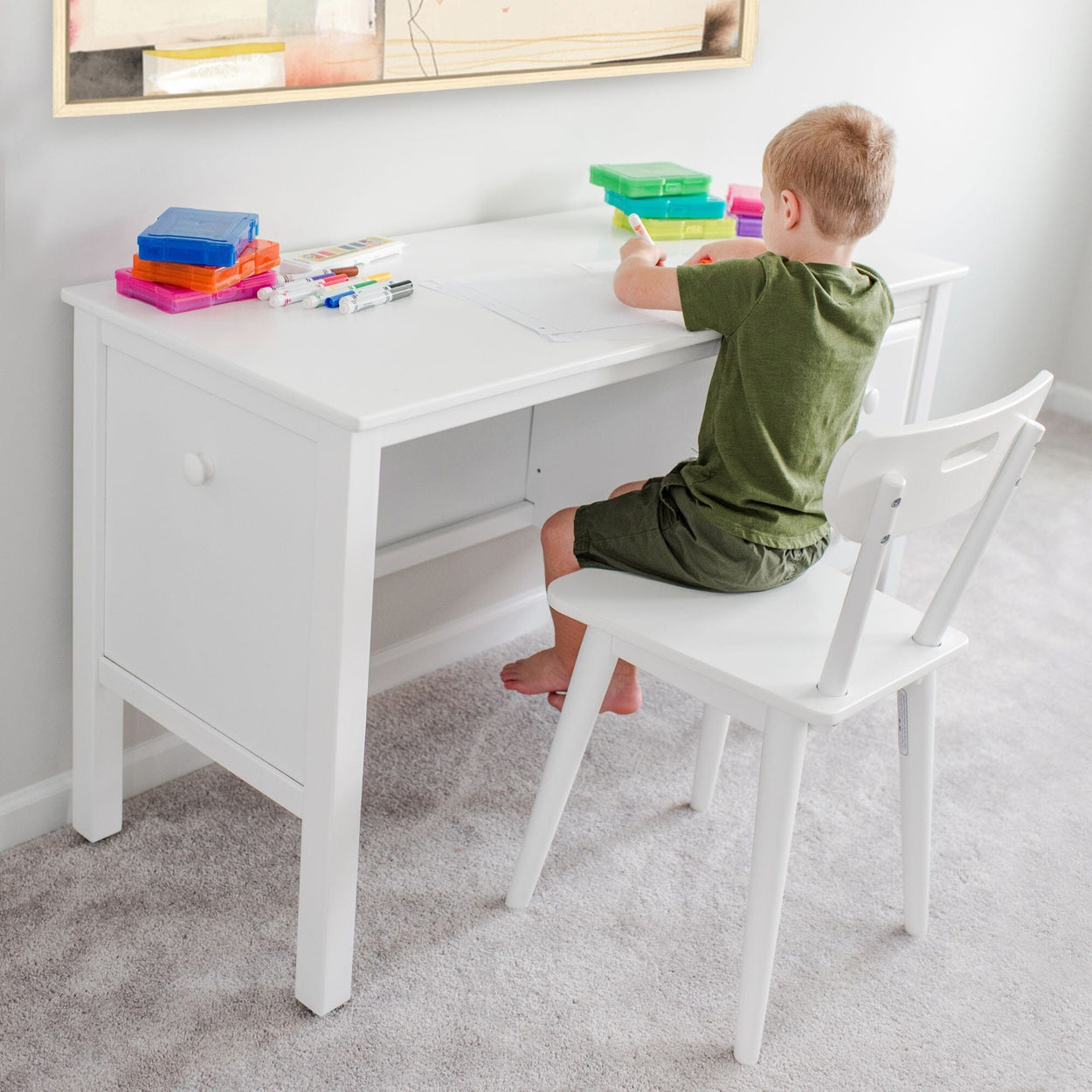 2454-002 : Desk Large 2 Drawer Desk, White